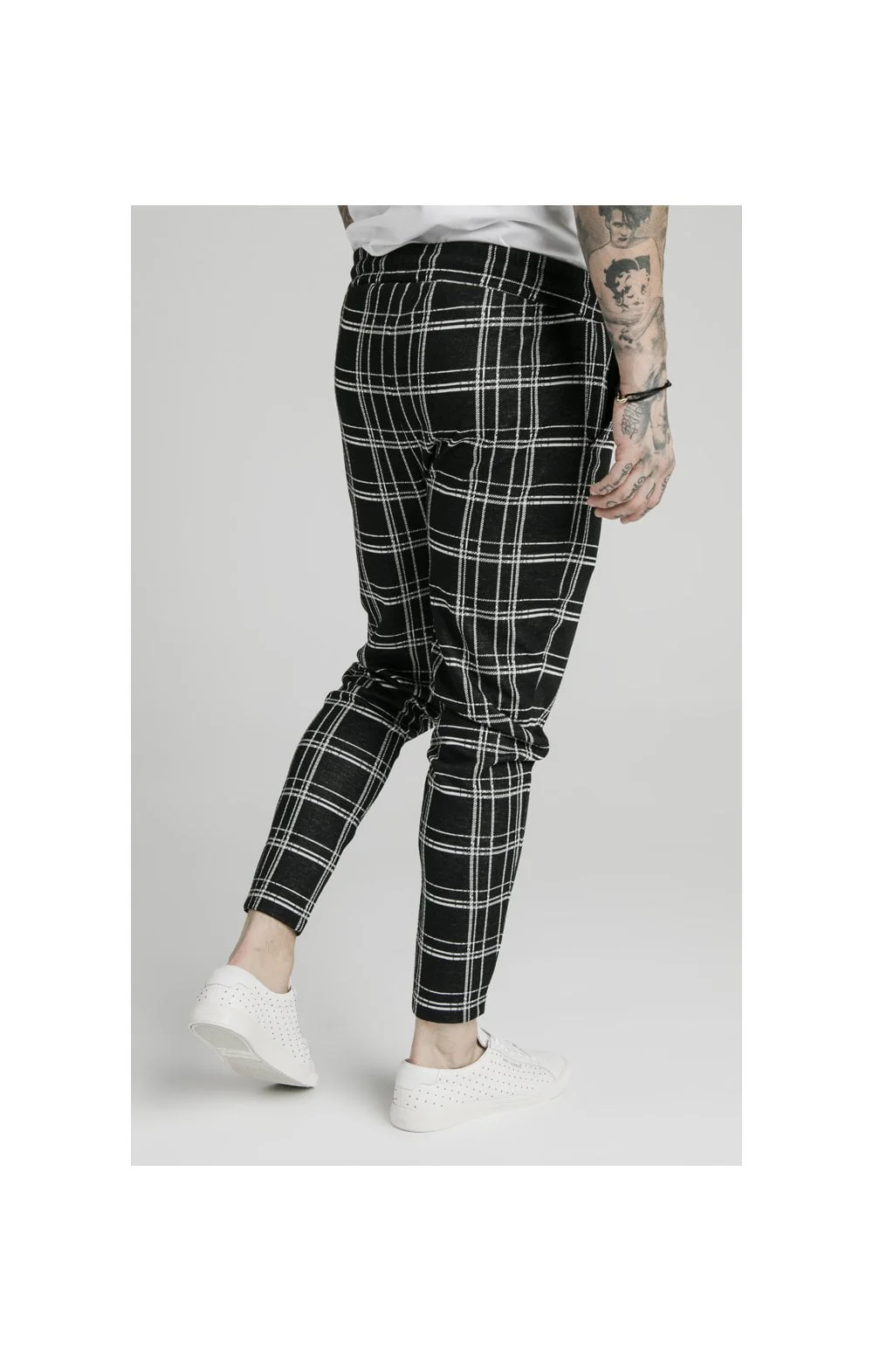 SikSilk Smart Cuff Pants - Black & White Check - Image 3