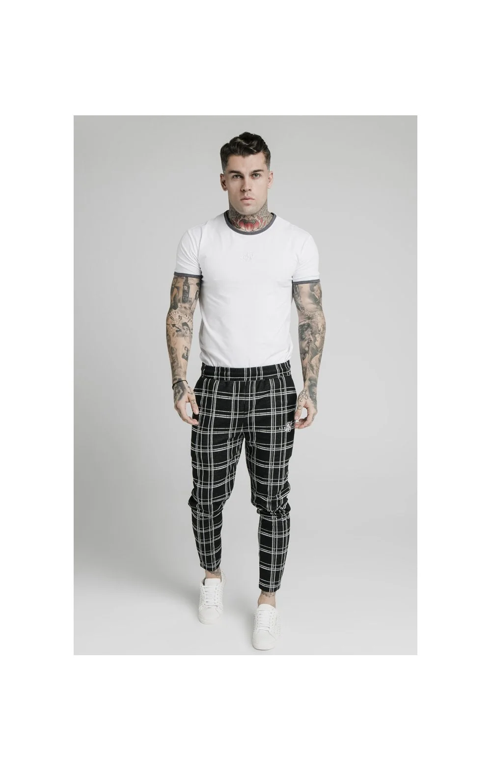 SikSilk Smart Cuff Pants - Black & White Check - Image 4