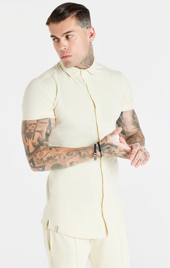 SikSilk Smart Essential Shirt - Ecru - Image 2