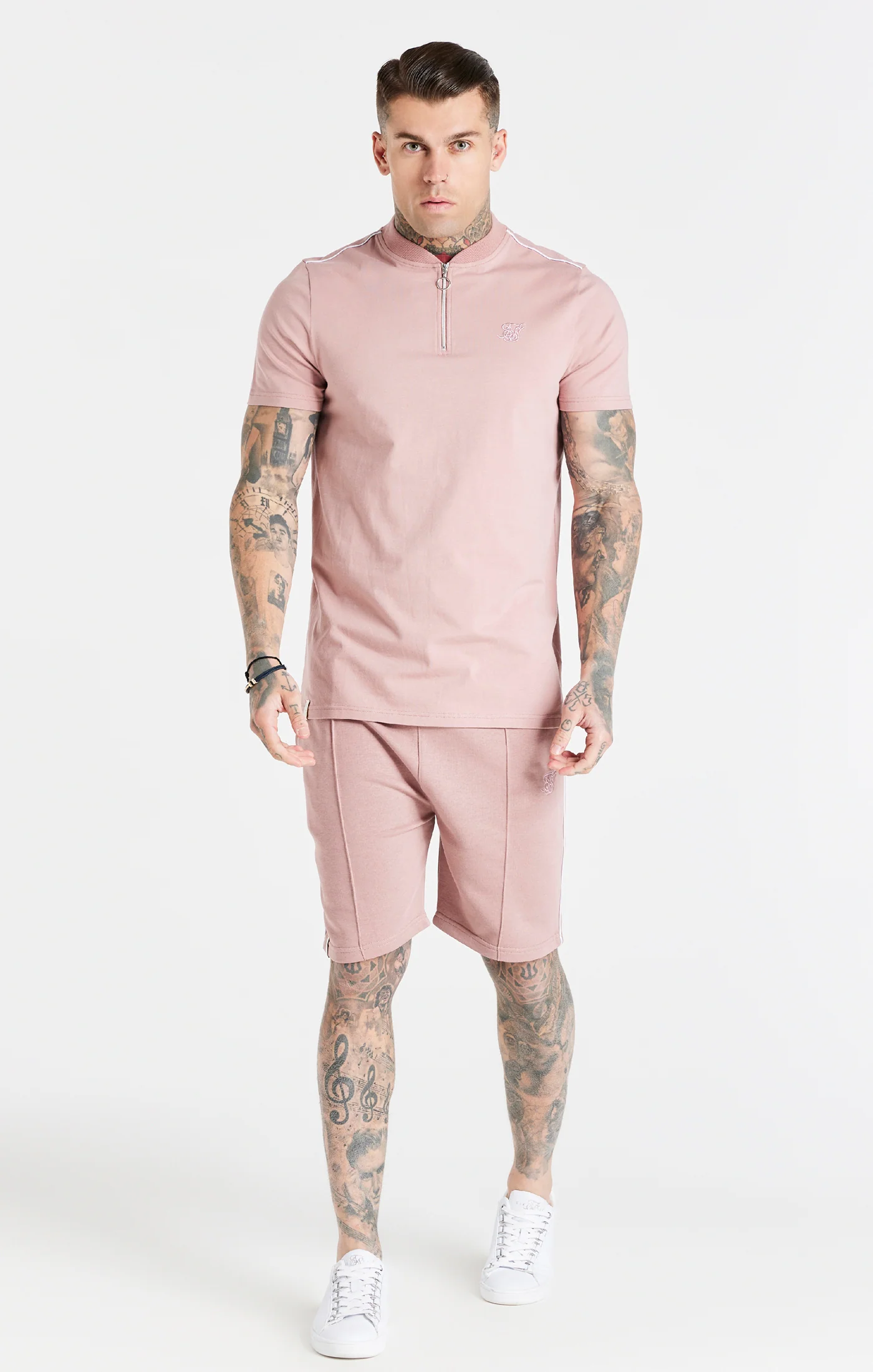 Dusty Pink Smart Baseball Collar T-Shirt - Image 3
