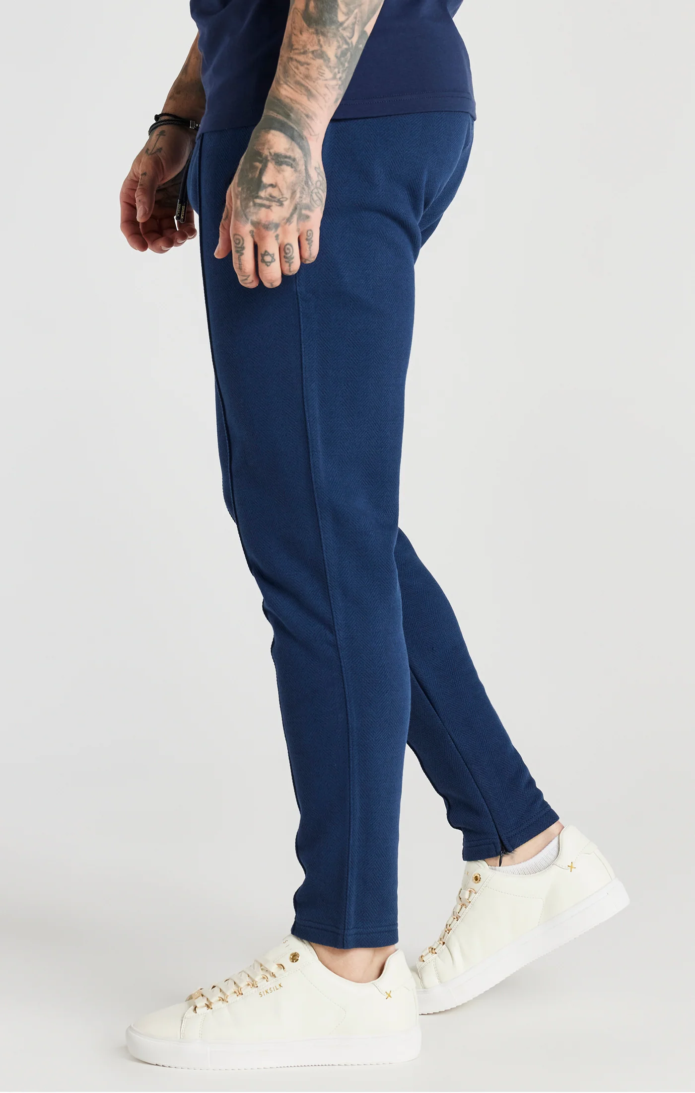 Navy Smart Herringbone Pant