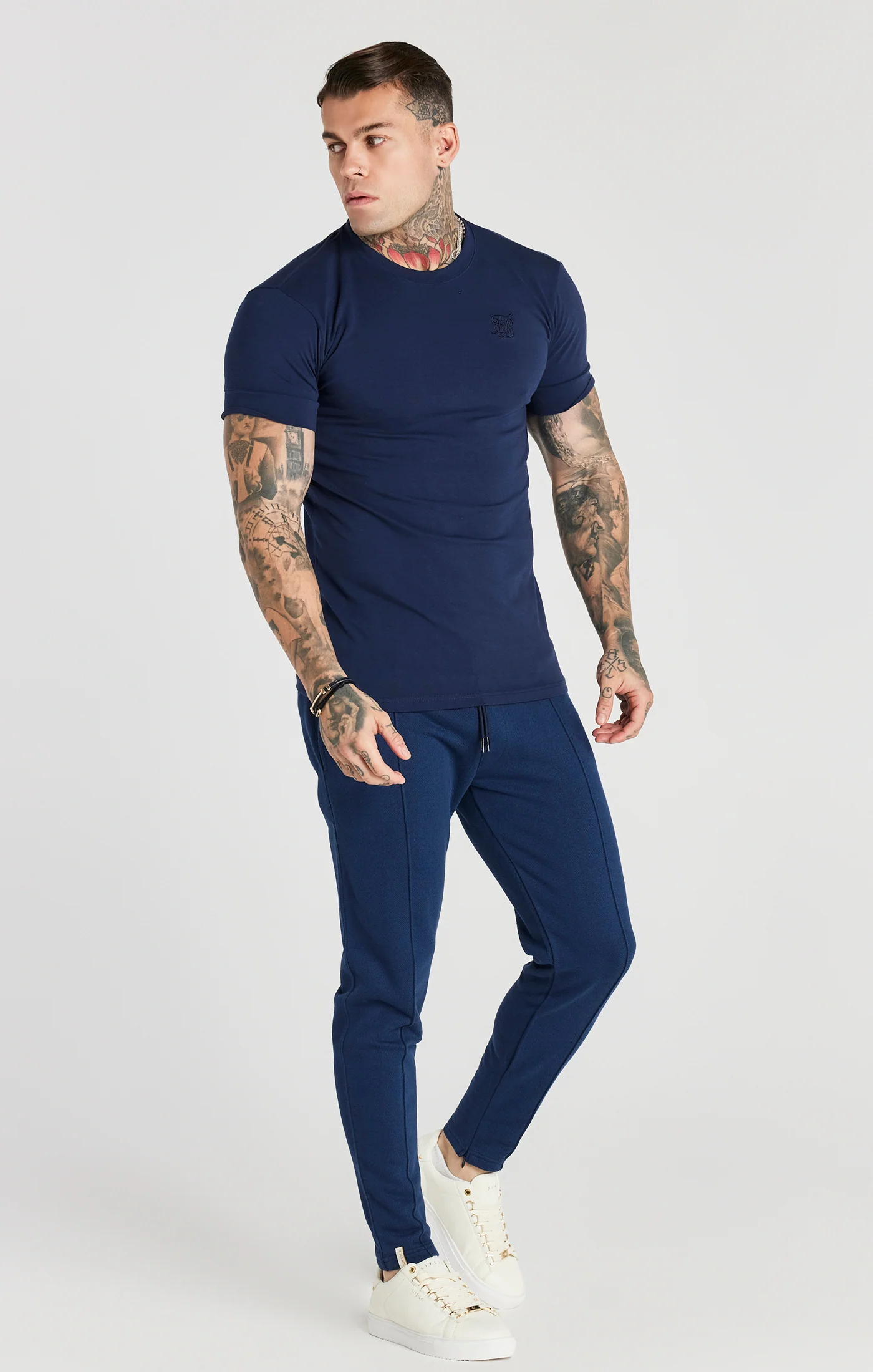 Navy Smart Herringbone Pant - Image 3