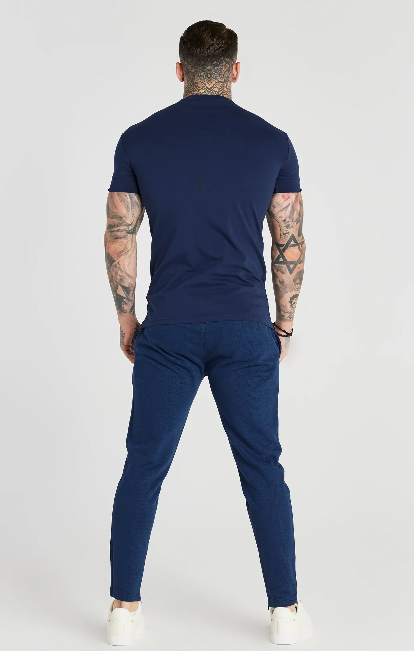 Navy Smart Herringbone Pant - Image 4