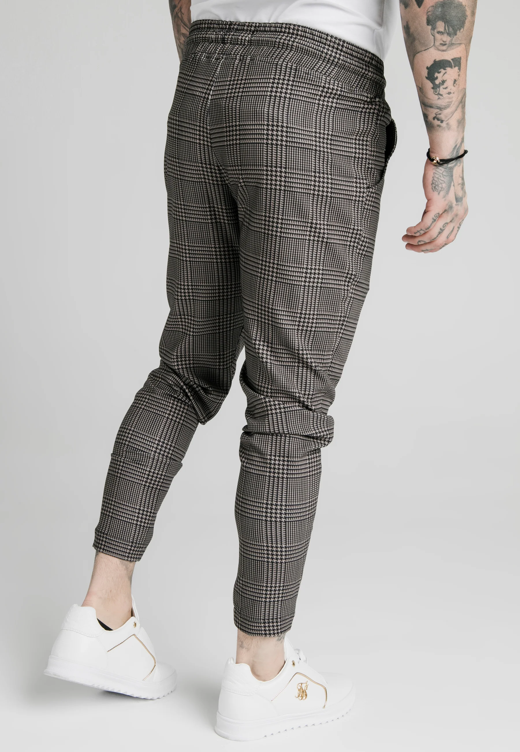 Beige Dogtooth Smart Jogger Pant - Image 2