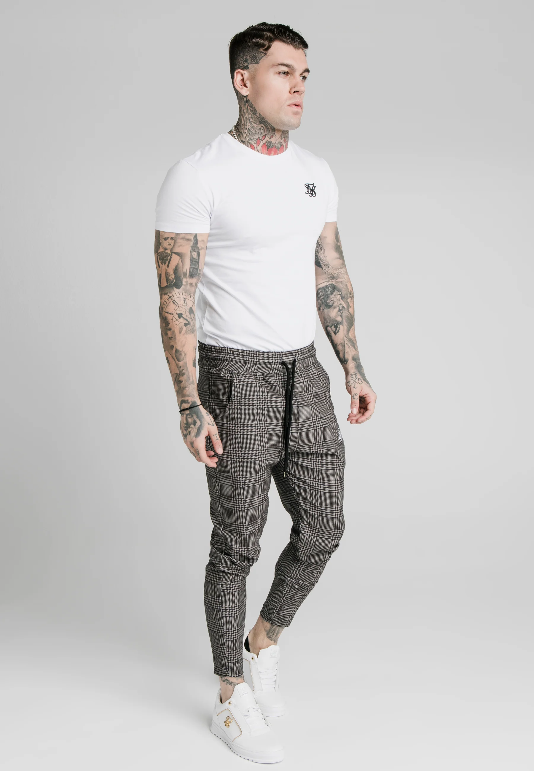 Beige Dogtooth Smart Jogger Pant - Image 3