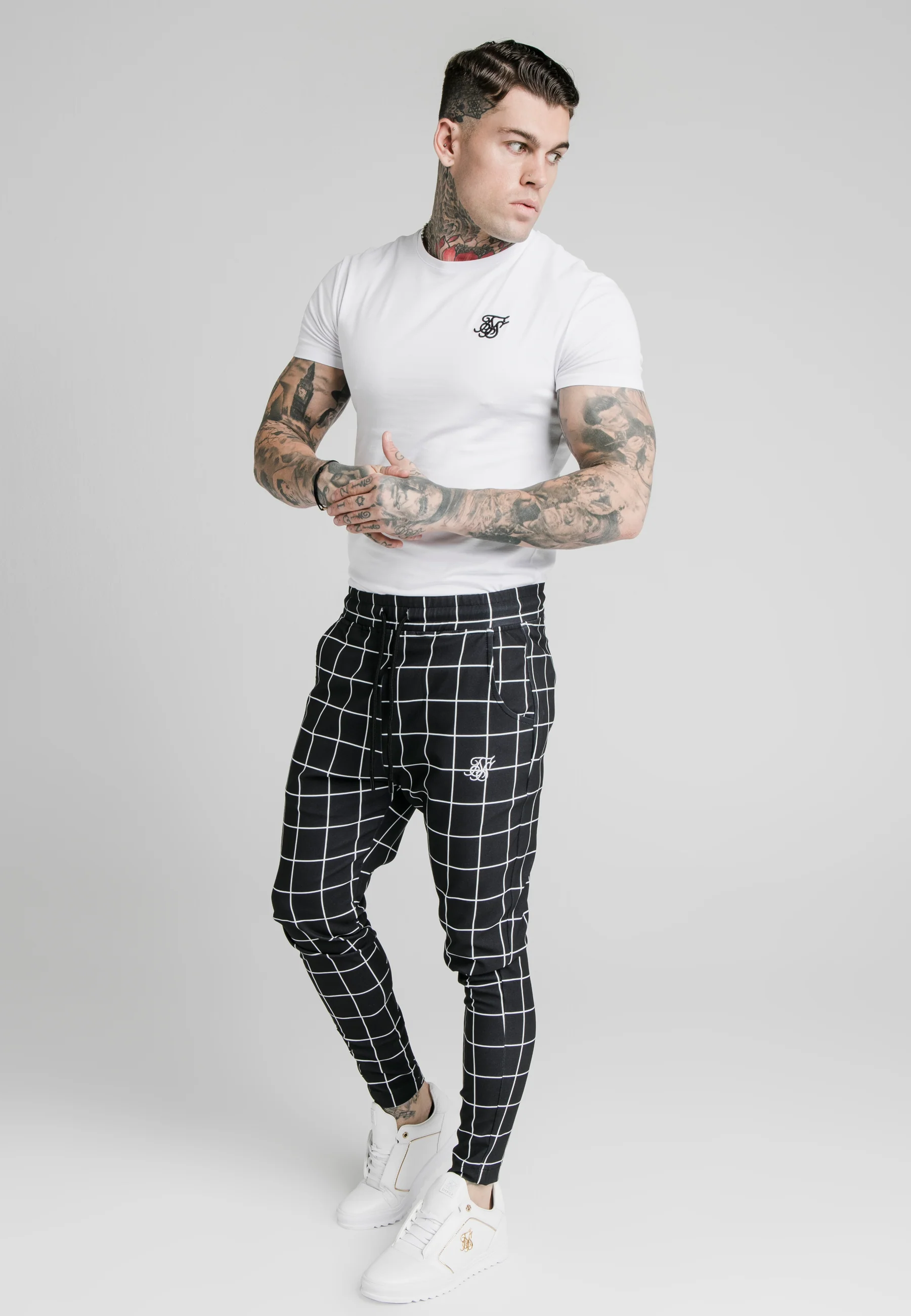 SikSilk Smart Jogger Pant - Black & White - Image 3