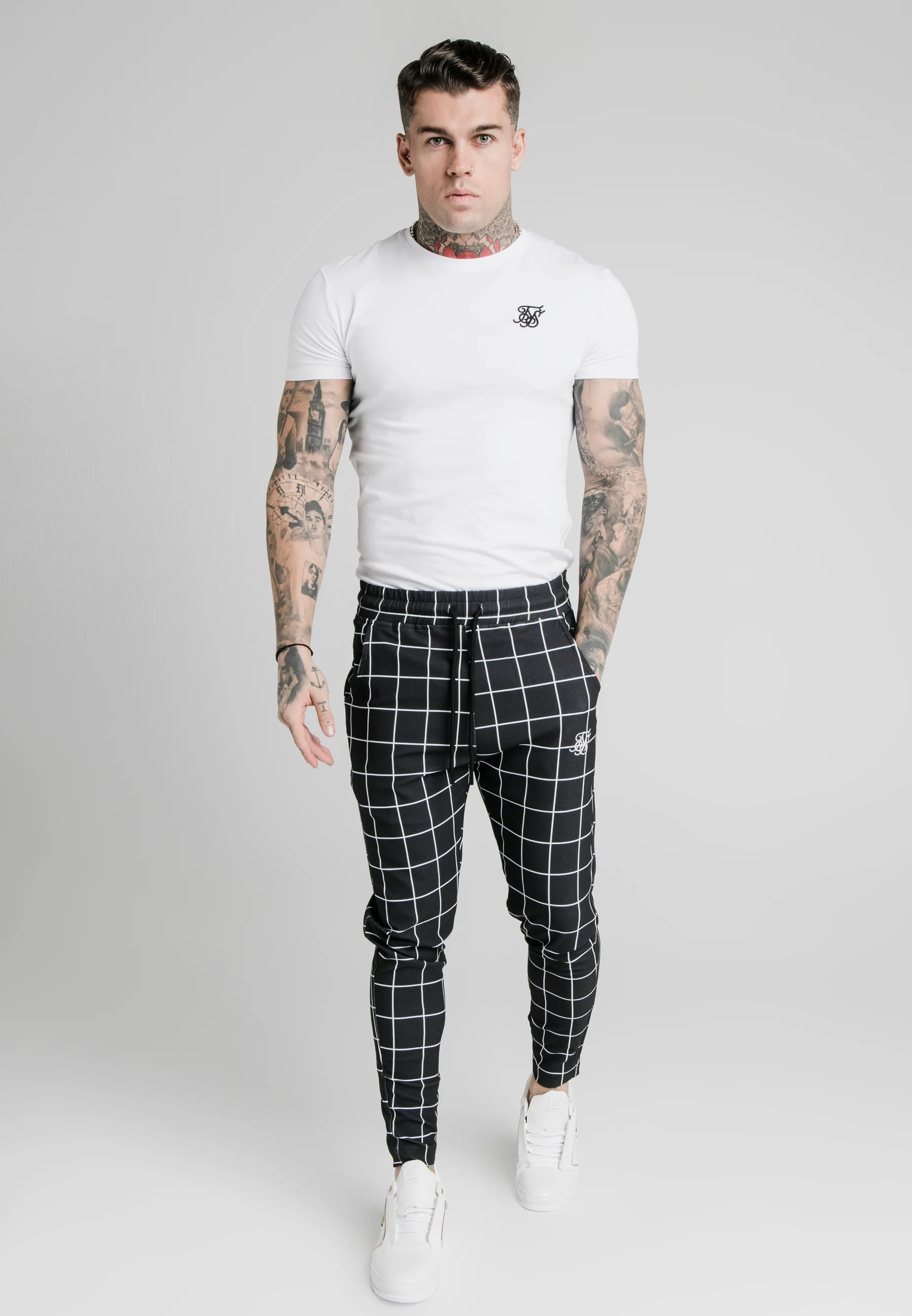 SikSilk Smart Jogger Pant - Black & White - Image 4