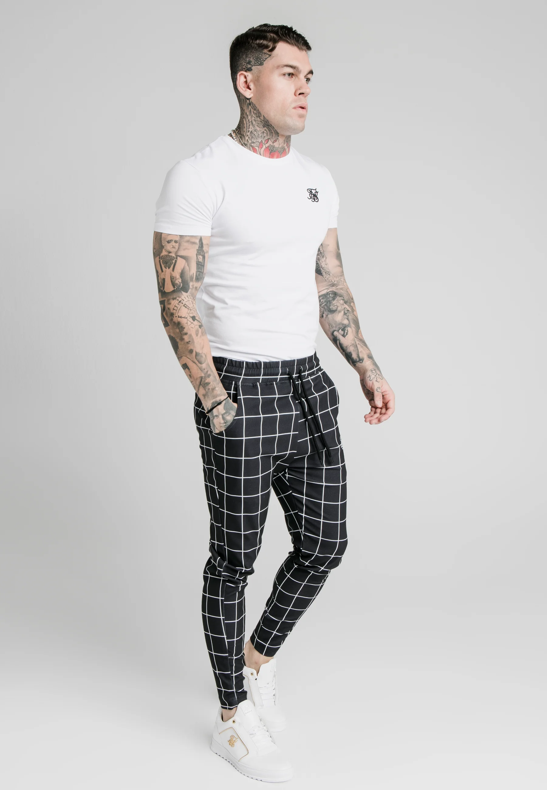 SikSilk Smart Jogger Pant - Black & White - Image 5