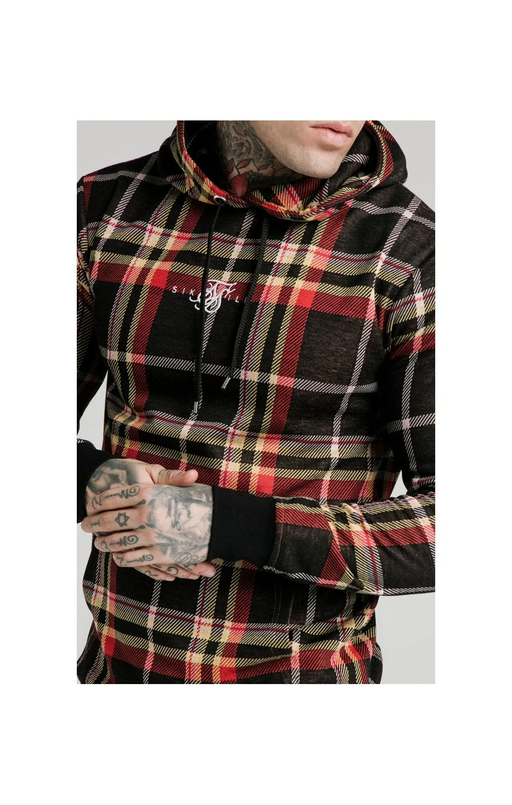 SikSilk Smart Overhead Hoodie - Multi Grain Check - Image 2