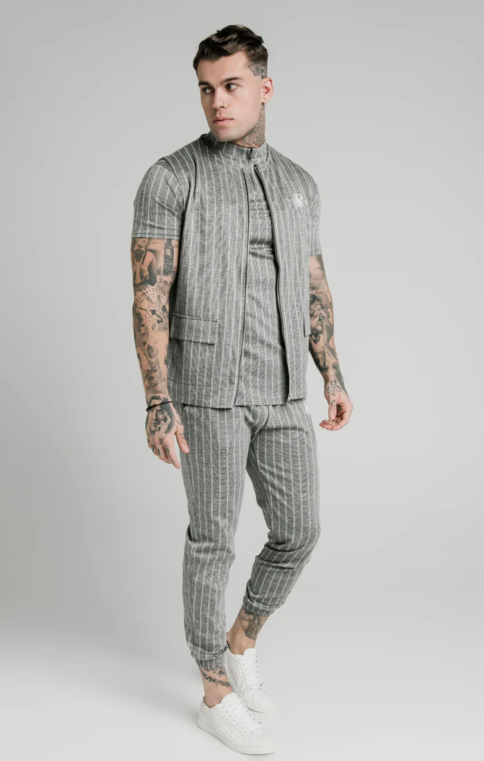 SikSilk Smart Wear Vest - Grey Pin Stripe - Image 2