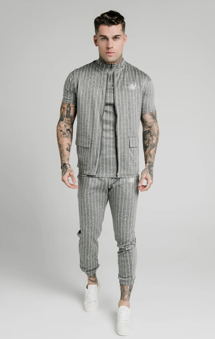 SikSilk Smart Wear Vest - Grey Pin Stripe - Image 4