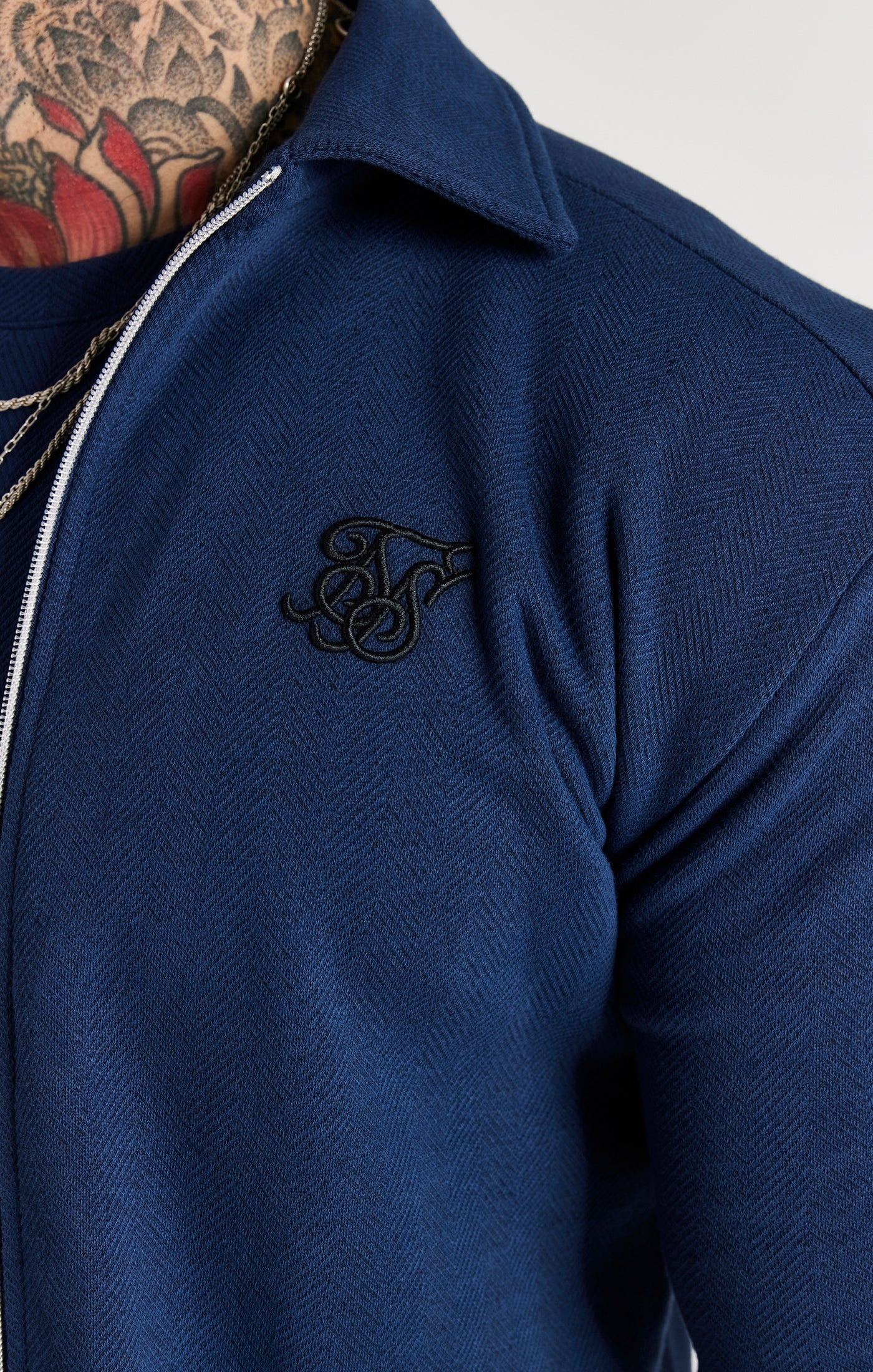 Navy Grandad Collar Shirt - Image 2