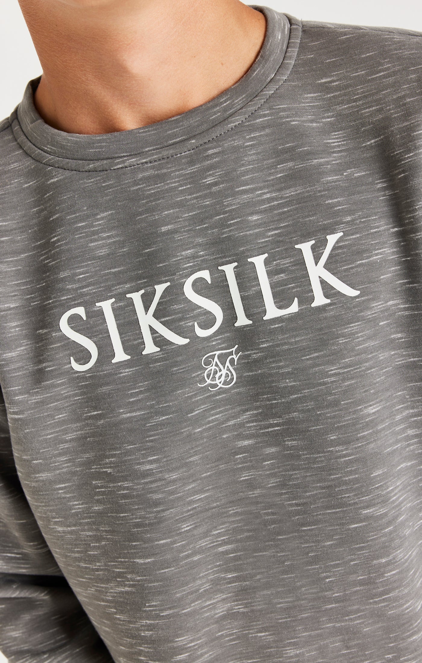 SikSilk Space Neps Crew Sweater - Grey - Image 2