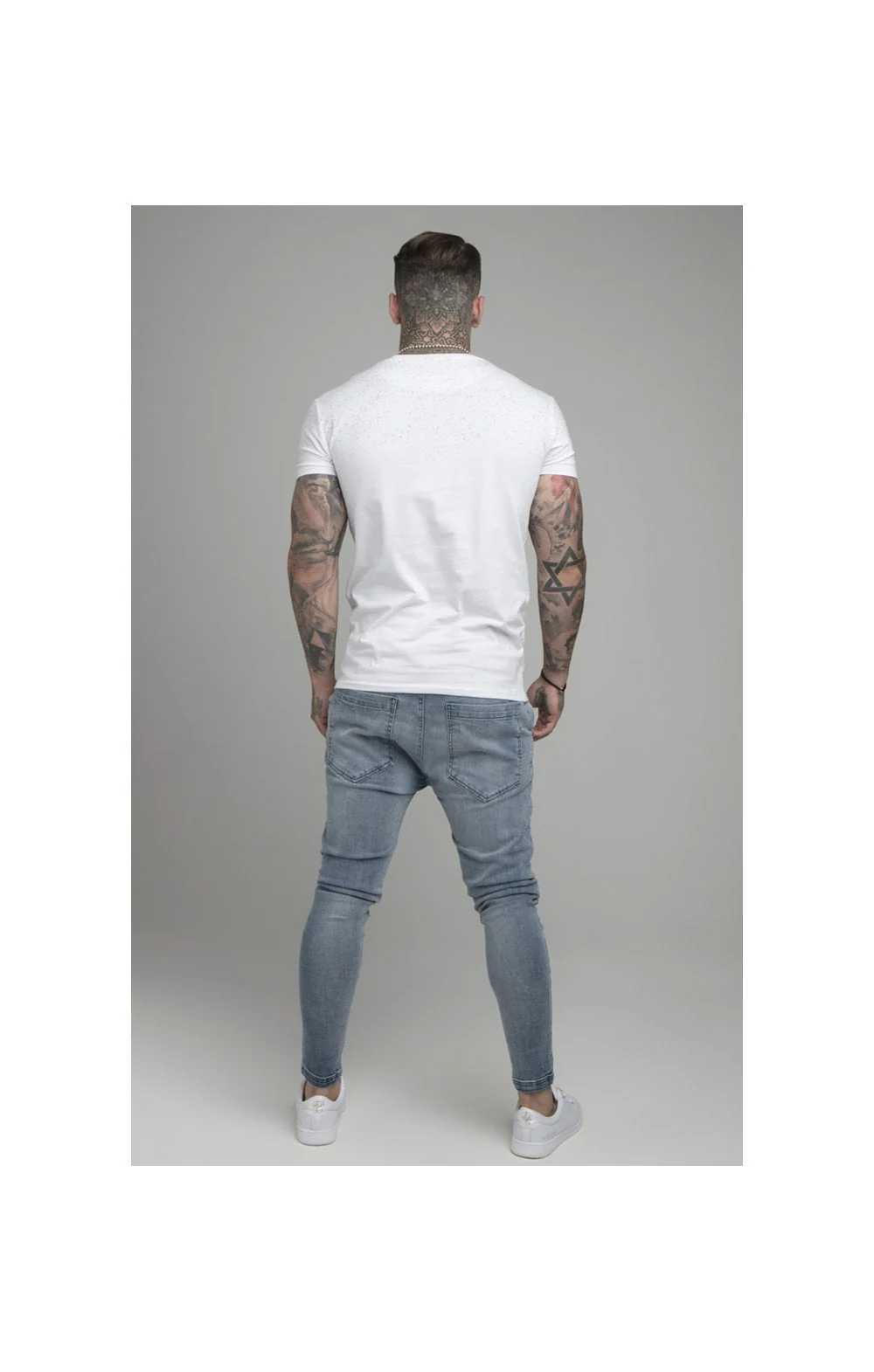 SikSilk Speckle Gym Tee - White & Pink - Image 6