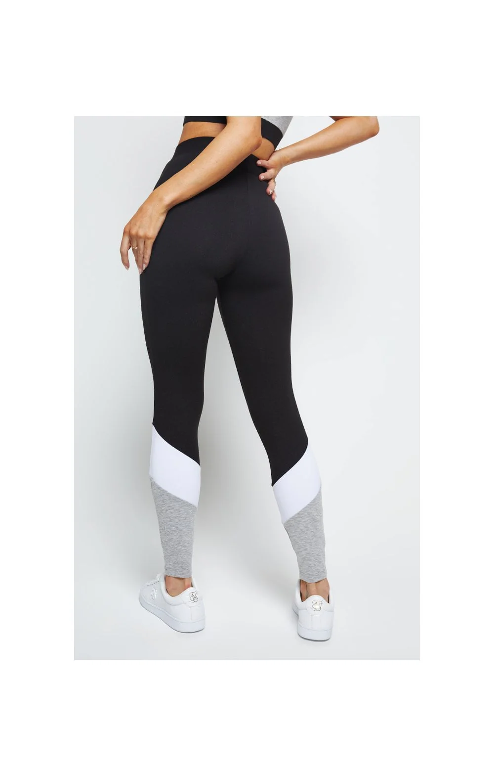 SikSilk Leggings - Grey Black & White - Image 2