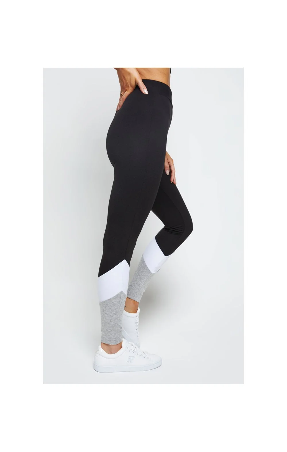 SikSilk Leggings - Grey Black & White - Image 3