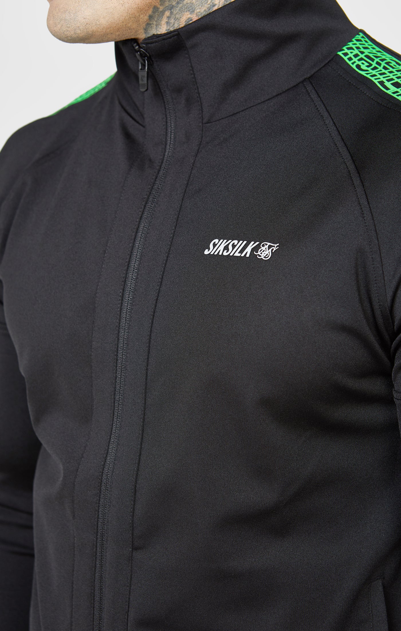 Black Sports Zip-Thru Funnel Hoodie - Image 2