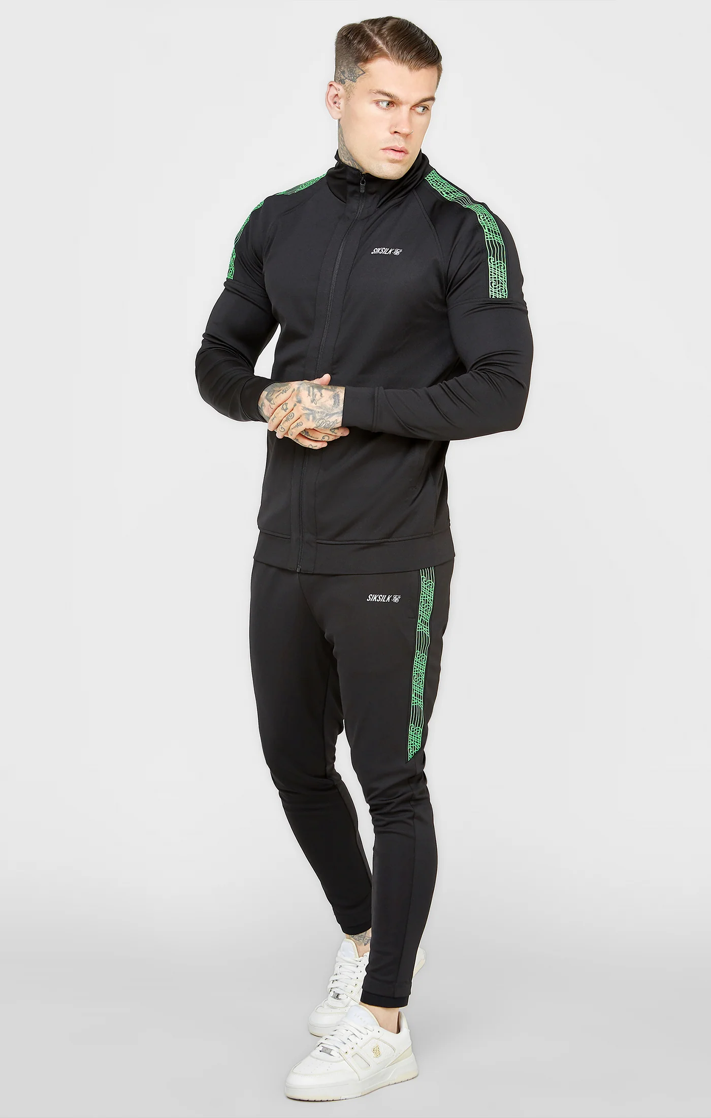 Black Sports Zip-Thru Funnel Hoodie - Image 3