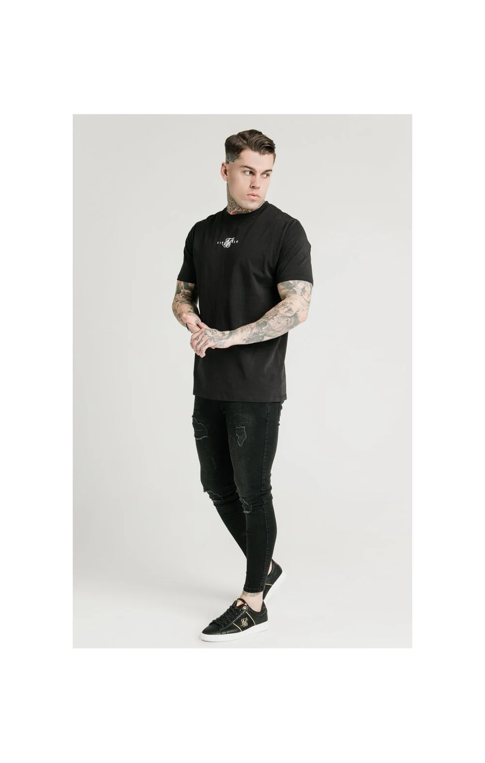 SikSilk Square Hem Standard Tee - Black - Image 4