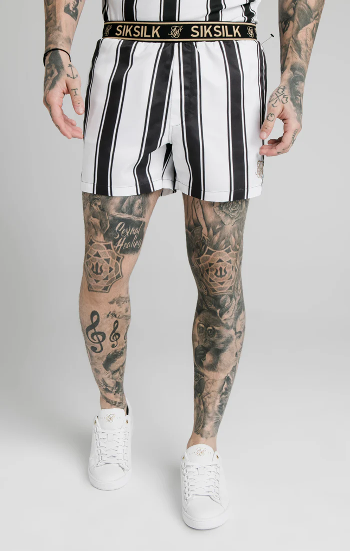 Black Stripe Standard Swim Short