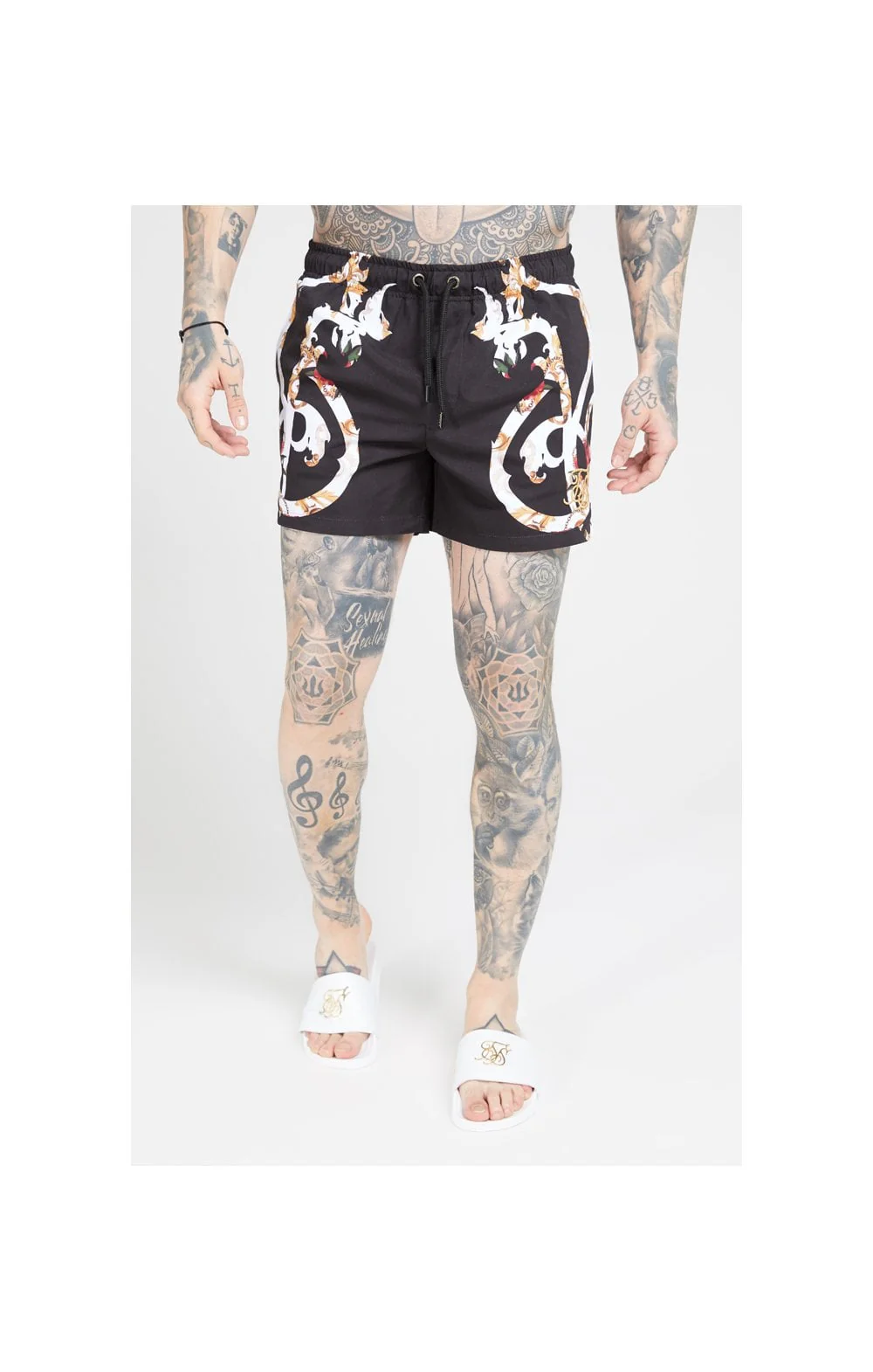 SikSilk Standard Swim Shorts – Floral Scroll