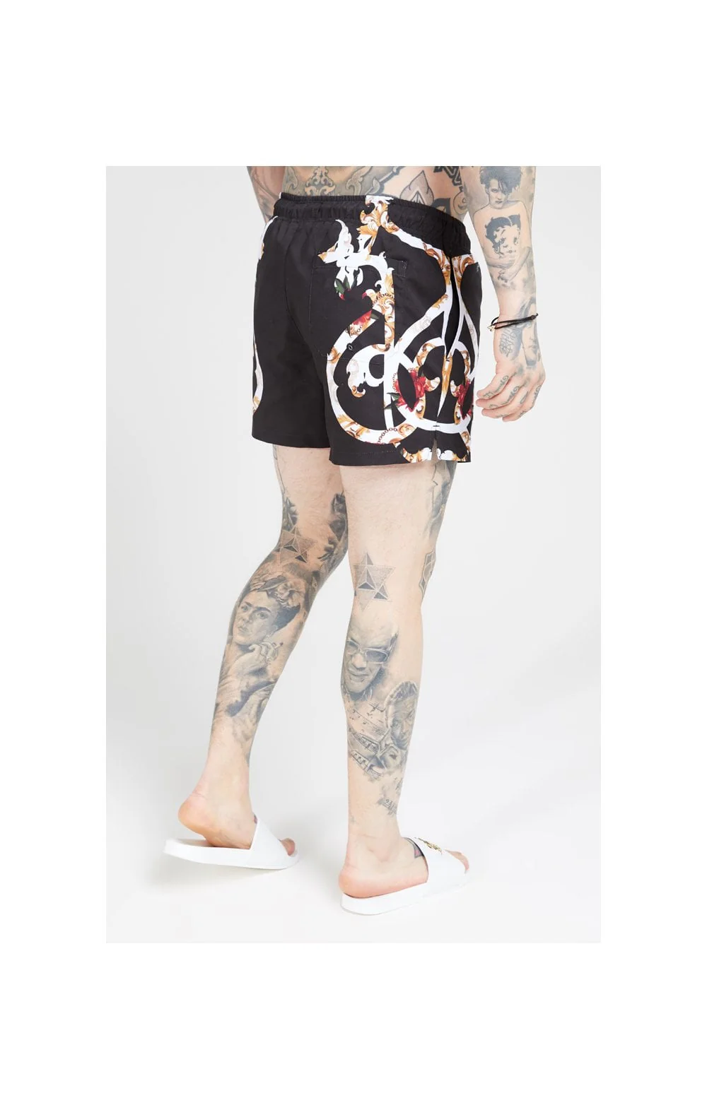 SikSilk Standard Swim Shorts – Floral Scroll - Image 3