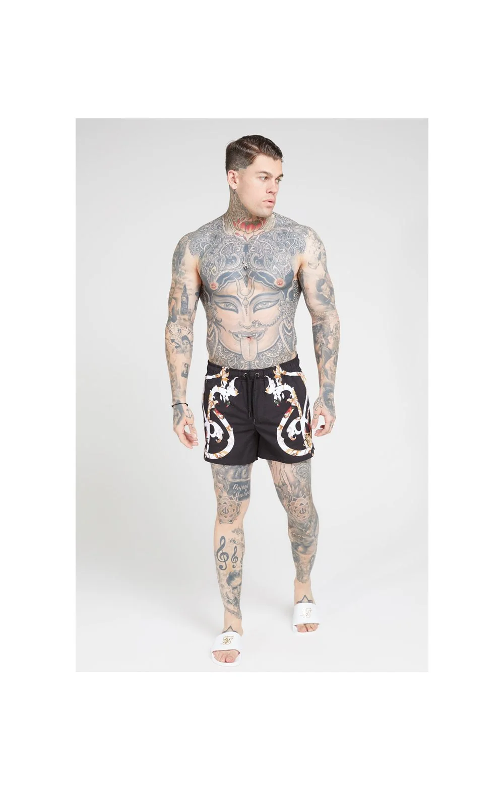 SikSilk Standard Swim Shorts – Floral Scroll - Image 4