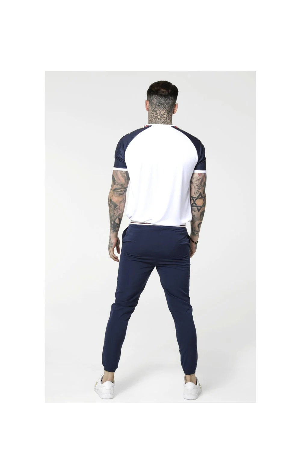 SikSilk Starlite Raglan Tape Tee - Navy & White - Image 5