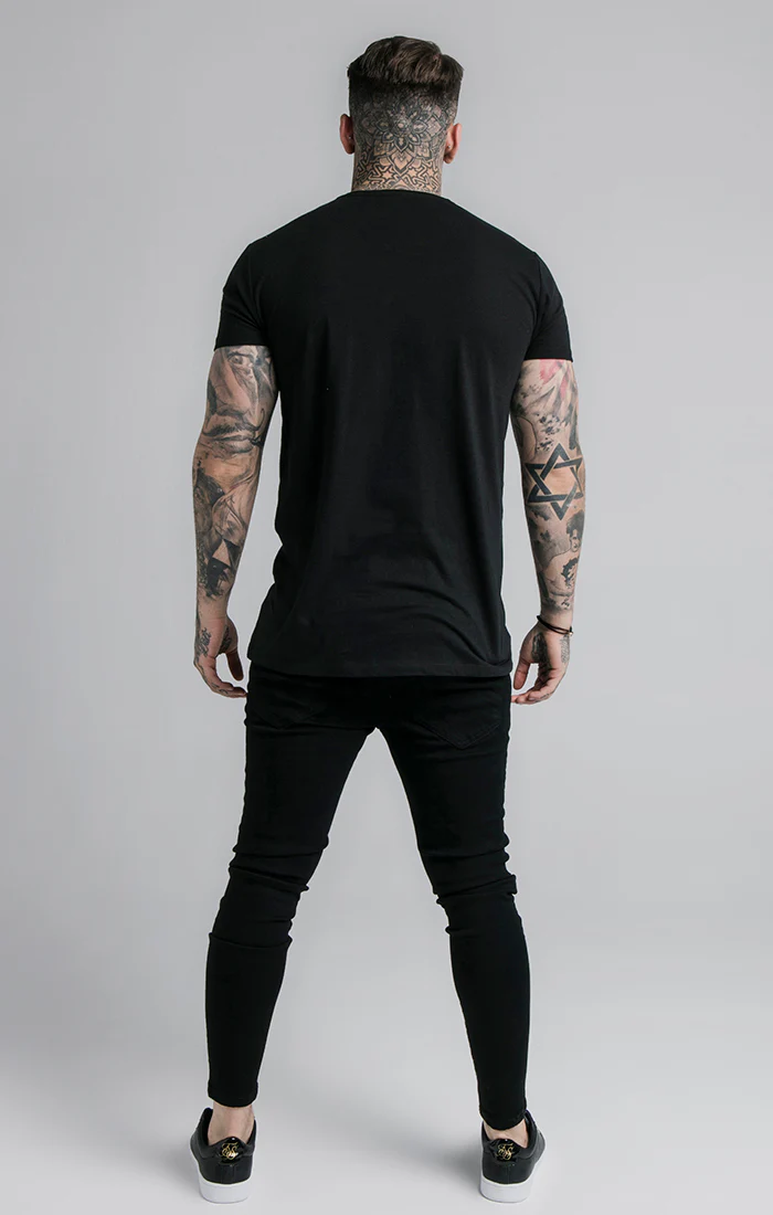 SikSilk Straight Hem Chain Print Box Tee - Black - Image 5