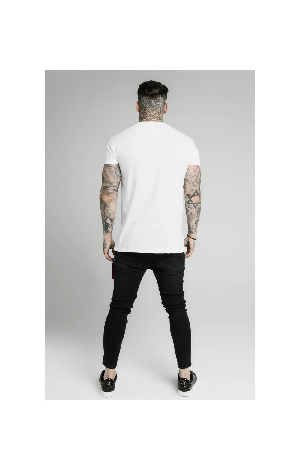SikSilk Straight Hem Chain Print Box Tee - White - Image 6