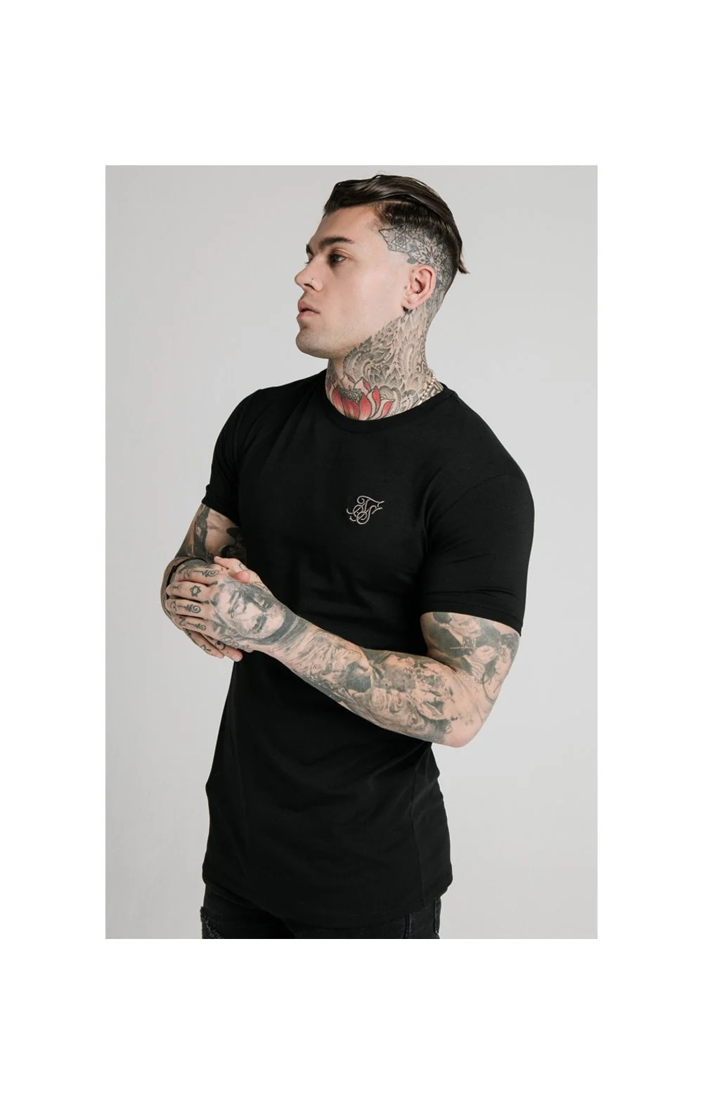 SikSilk Straight Hem Gym Tee - Black
