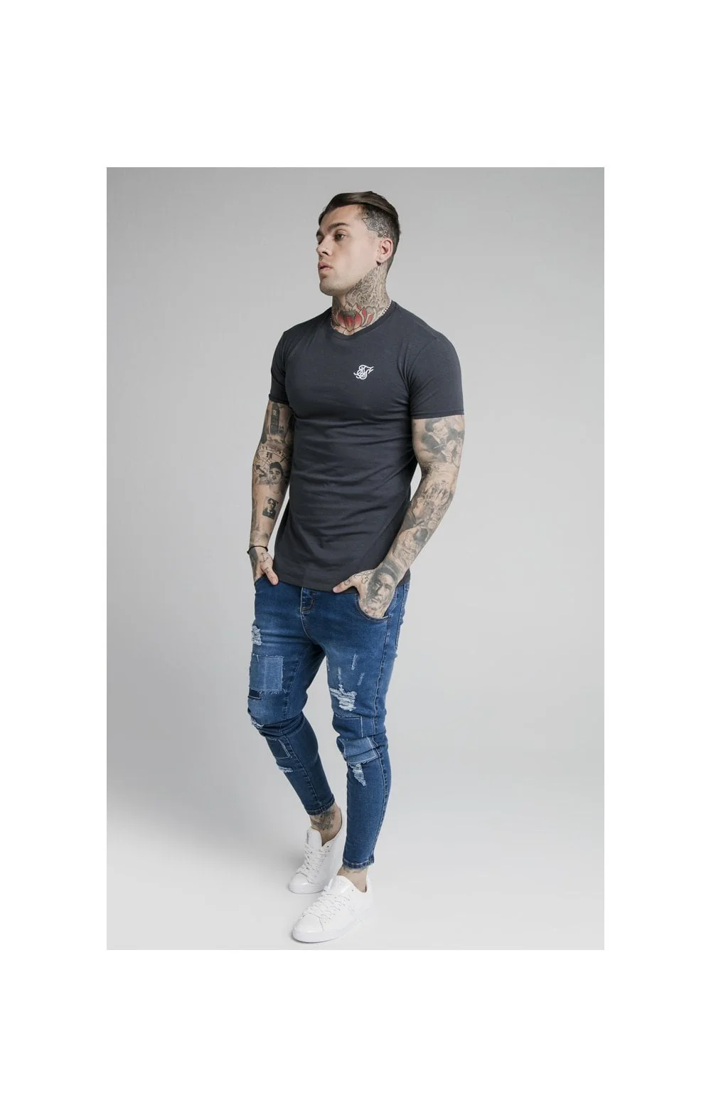 Navy Essential Muscle Fit T-Shirt - Image 4