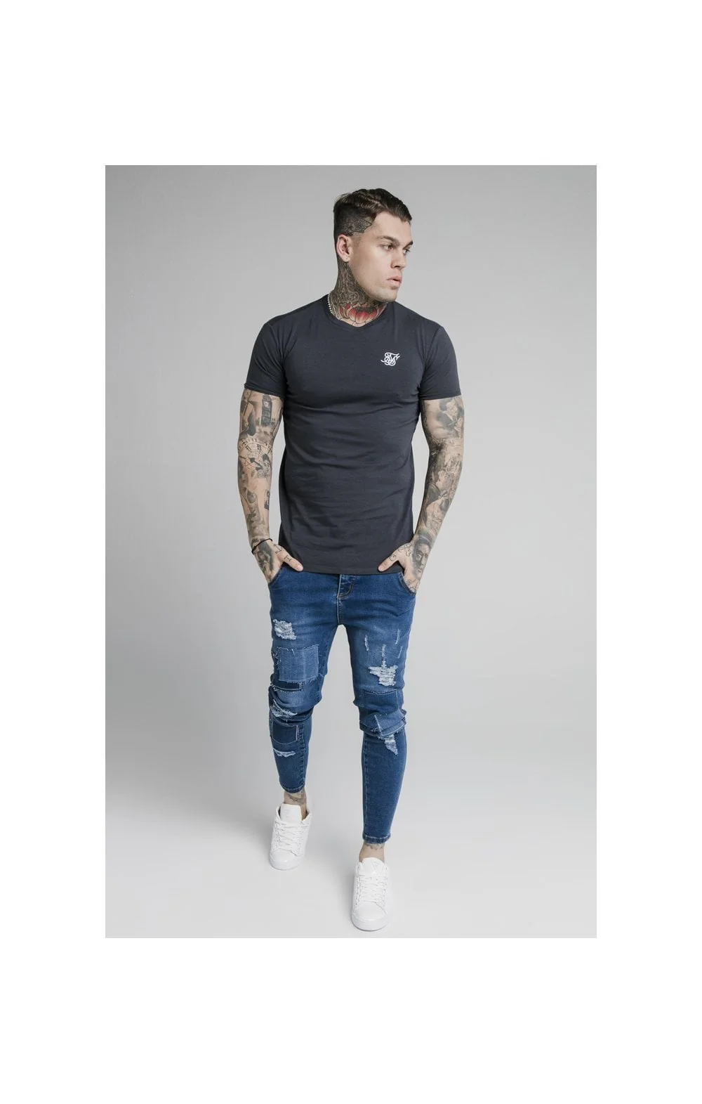 Navy Essential Muscle Fit T-Shirt - Image 5