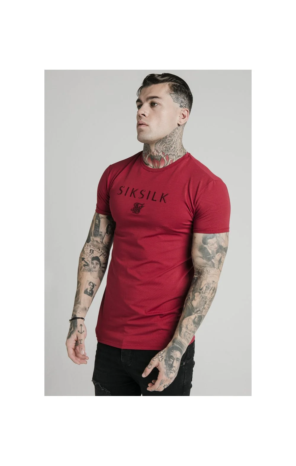 SikSilk Straight Hem Gym Tee - Red