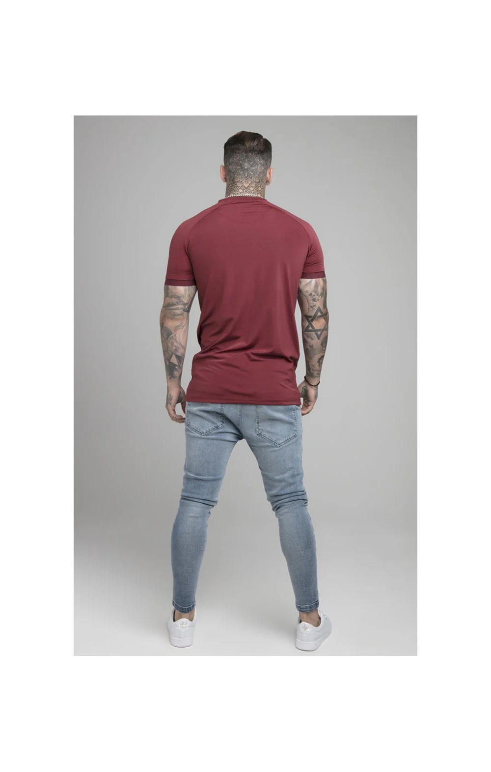 Burgundy Stretch Sports T-Shirt - Image 6