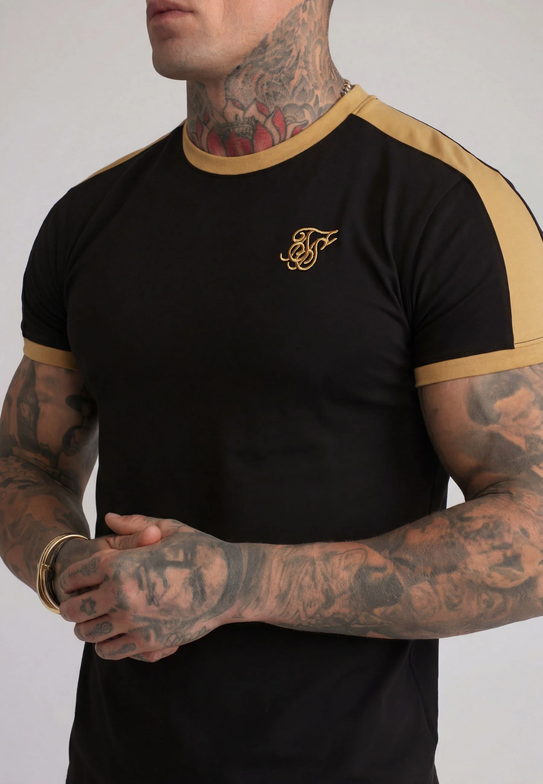 Black and Gold Stripe Ringer T-Shirt - Image 2