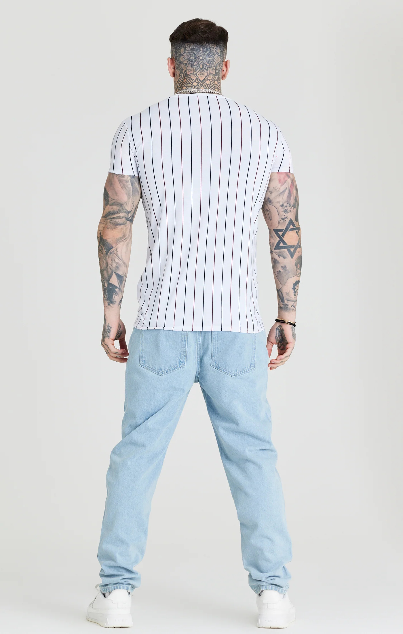 SikSilk Stripe Tee - Red, Black & White - Image 5