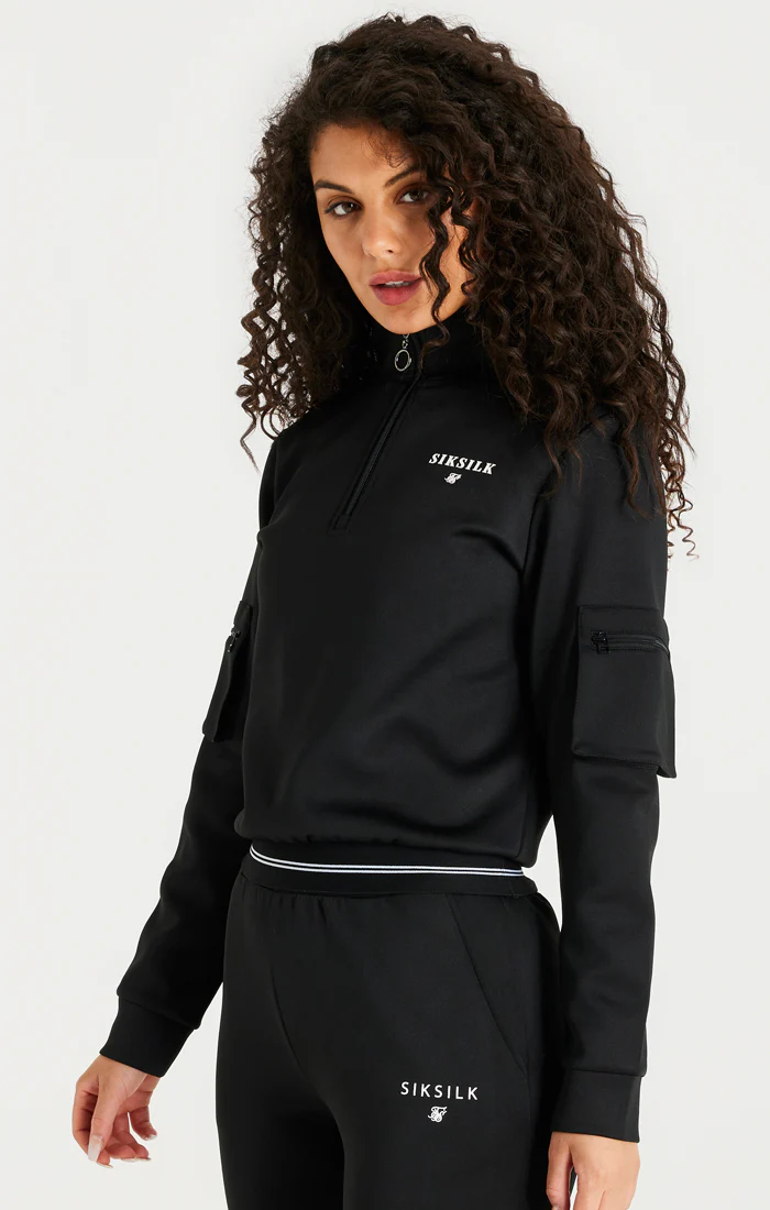 Black Cargo 1/4 Zip Hoodie - Image 2