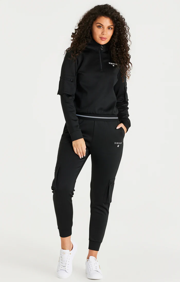 Black Cargo 1/4 Zip Hoodie - Image 5