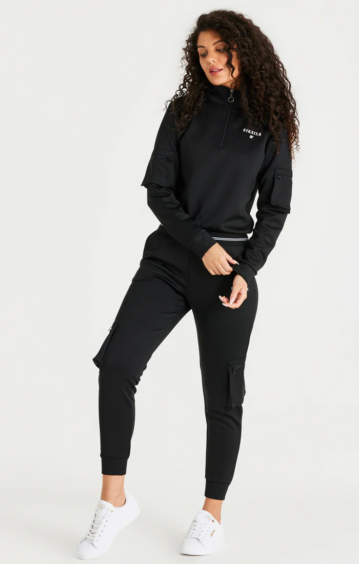 Black Cargo 1/4 Zip Hoodie - Image 6