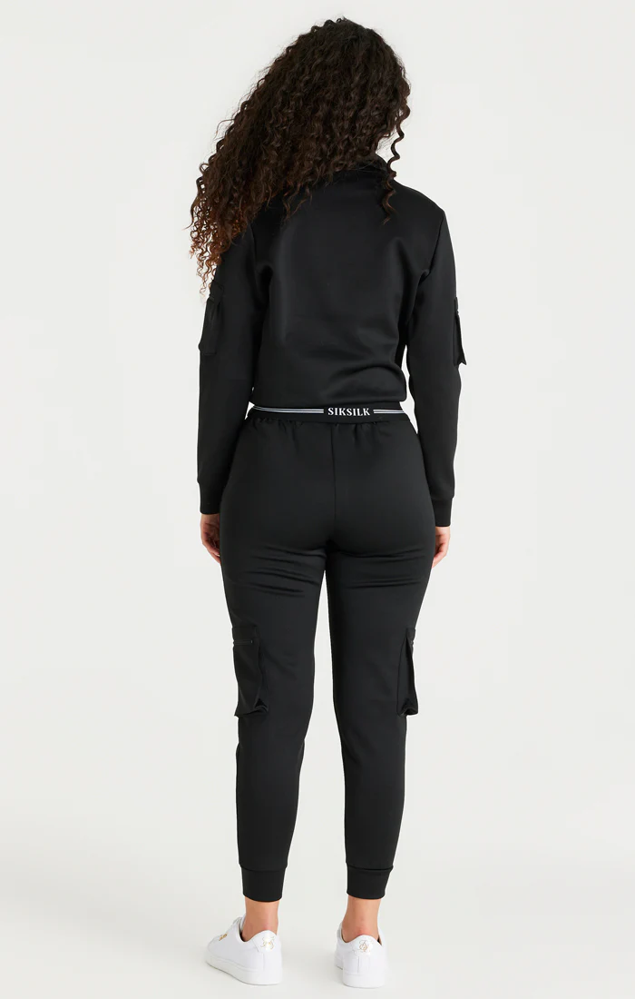 Black Cargo 1/4 Zip Hoodie - Image 7