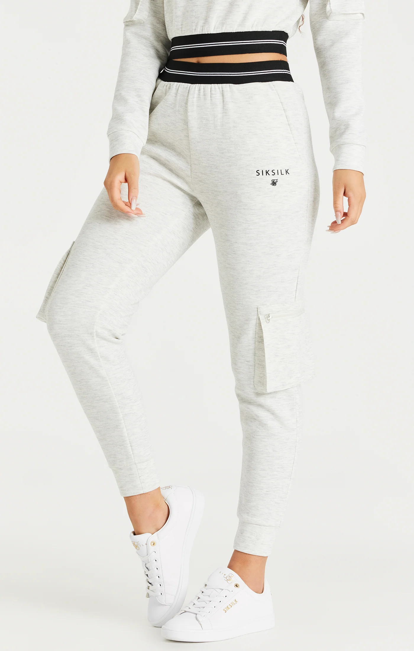 Ice Grey Marl Cargo Track Pant