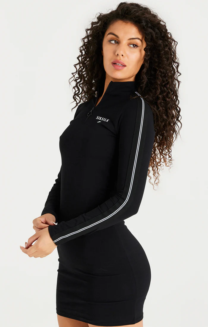 Black Long Sleeve 1/4 Zip Dress - Image 2