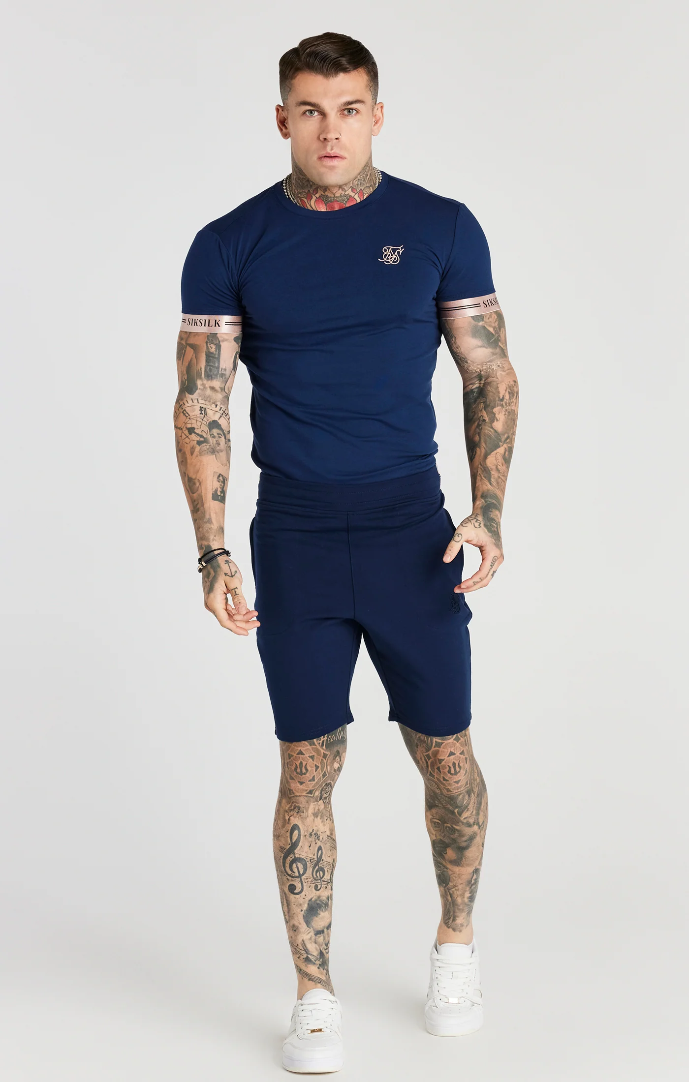 Navy Elastic Cuff T-Shirt - Image 2