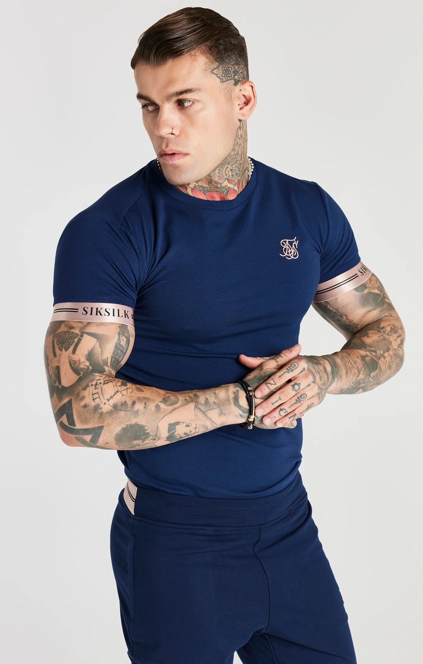 Navy Elastic Cuff T-Shirt - Image 5