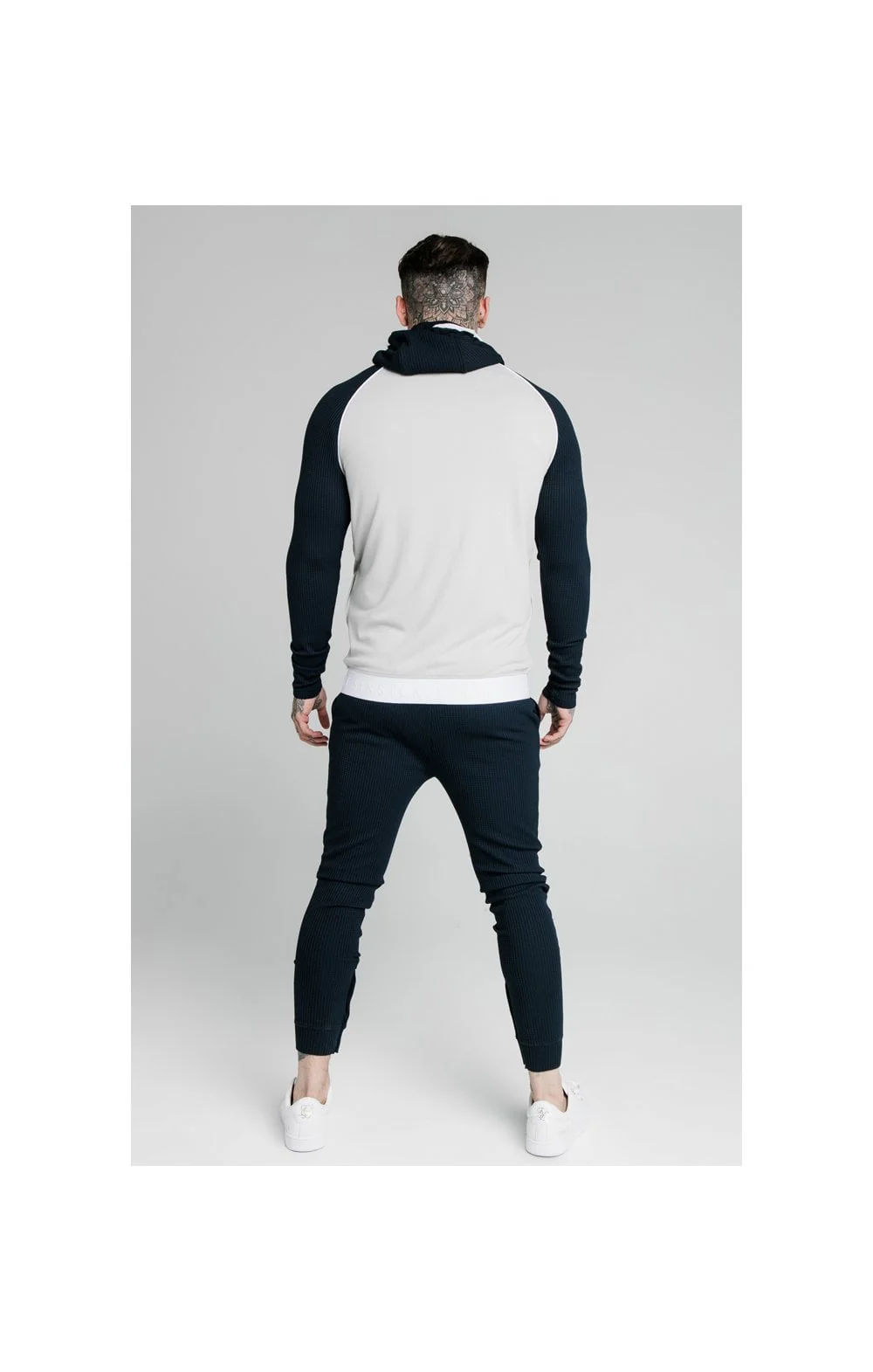 SikSilk Surface Zip Through Hoodie - Navy & Grey - Image 4