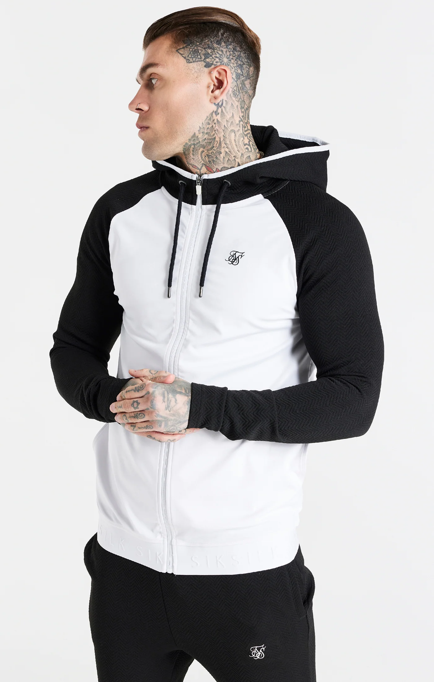 White Surface Zip Through Hoodie