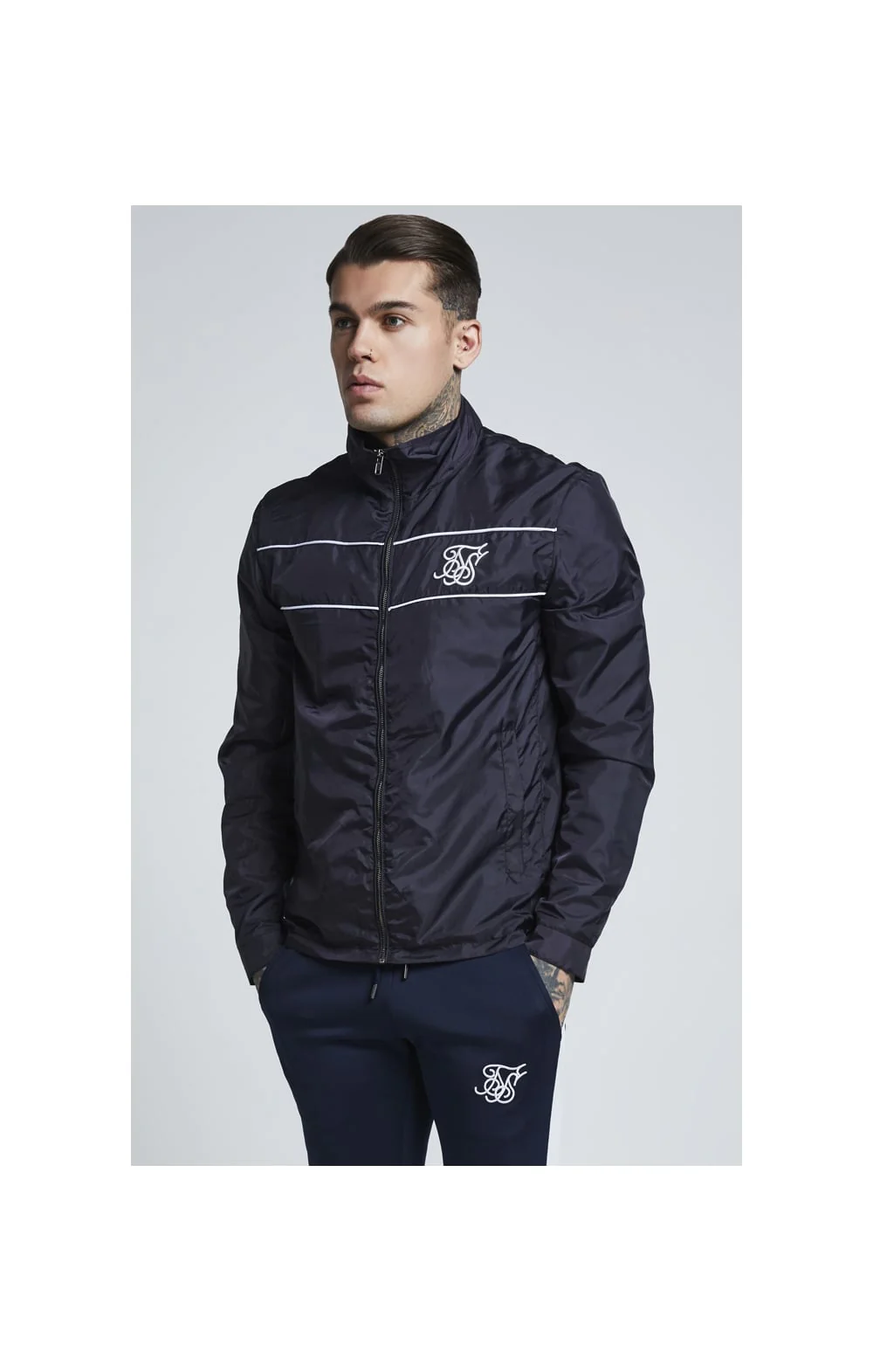 SikSilk Surge Zip Through Windbreaker - Navy - Image 2
