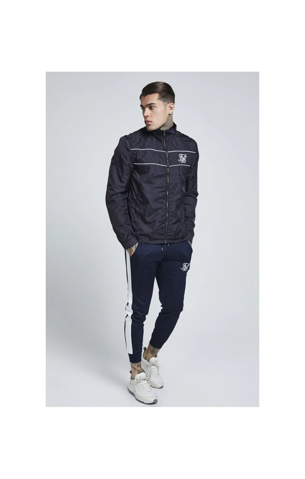 SikSilk Surge Zip Through Windbreaker - Navy - Image 3