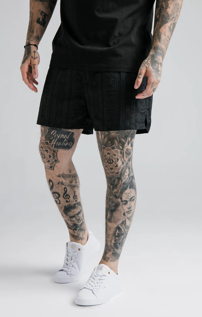 Black Print Swim Short